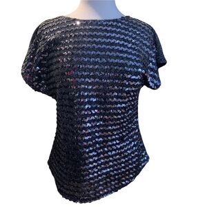 Vintage Joanna Black Glistering Sequin Shell size Medium